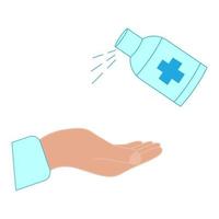 Handdesinfektionsmittel. desinfizieren Sie Ihre Hände. medizinisches Desinfektionsspray. antibakterielles Handdesinfektionsmittel. Flasche mit antibakterieller Flüssigkeit. Hand Hygiene. sterile Oberfläche. Vektor