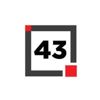 43 siffra med fyrkant ikon. 43 punkt monogram. vektor