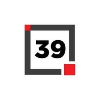 39 siffra med fyrkant ikon. 39 punkt monogram. vektor