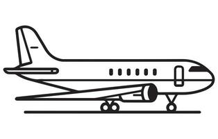 trafikflygplan. redigerbar översikt skiss av flygplan. stock vektor illustration, översikt teckning plan i en platt stil,