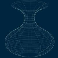 Grün Vase Drahtmodell isoliert auf dunkel Blau Hintergrund vektor