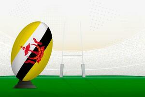 brunei nationell team rugby boll på rugby stadion och mål inlägg, framställning för en straff eller fri sparka. vektor