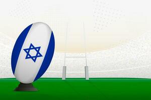 Israel nationell team rugby boll på rugby stadion och mål inlägg, framställning för en straff eller fri sparka. vektor