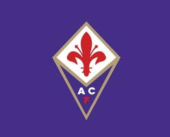 fiorentina klubb logotyp symbol serie en fotboll calcio Italien abstrakt design vektor illustration med lila bakgrund