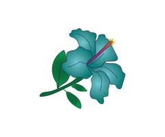 cyan Hibiskus Blume Zeichnung Linie Kunst Symbol Grafik Färbung Seiten zum Kinder kostenlos herunterladen vektor