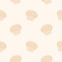 Muscheln einfach Gekritzel nahtlos Muster. Beige Sommer- Strand Meer Hintergrund. Vektor Illustration