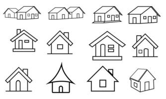 Hem ikon uppsättning. innehåller sådan ikoner som hus, fast egendom, kyrka, garage, smart Hem och Mer. hus vektor ikon uppsättning. uppsättning av Hem ikon, tunn översikt form av hus vektor. enkel samling av Hem ikon.