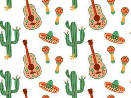 sömlös mönster av mexikansk Semester attribut för maracas festlig kort. traditionell latin musikalisk instrument. mexikansk maraca tecknad serie stil. vektor