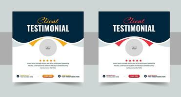 Kundenfeedback Testimonial Social Media Post Web Banner Vorlage. kundenreferenzen social media post banner designvorlage vektor