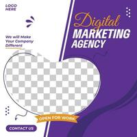 digital marknadsföring byrå social media posta företag marknadsföring lila baner mall vektor