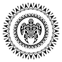 Meer Schildkröte runden Kreis Ornament Maori Stil. tätowieren skizzieren. schwarz und Weiß vektor