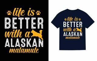 Alaska malamute Hund T-Shirt Design, Typografie, Vektor, t Hemd vektor
