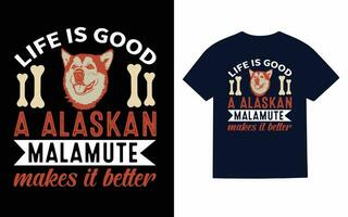 Alaska malamute Hund T-Shirt Design, Typografie, Vektor, t Hemd vektor