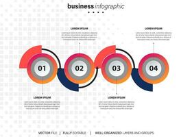 tidslinje infographic design med 4 alternativ eller steg. infographics för företag begrepp. kan vara Begagnade för presentationer arbetsflöde layout, baner, bearbeta, diagram, strömma Diagram, info Graf, årlig Rapportera. vektor