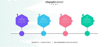 4 Schritte Straße Karte modern Zeitleiste Diagramm mit Kreis Thema Diagramm und Geschäft Symbole vektor