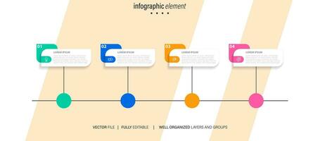 4 Schritte Straße Karte modern Zeitleiste Diagramm mit Kreis Thema Diagramm und Geschäft Symbole vektor