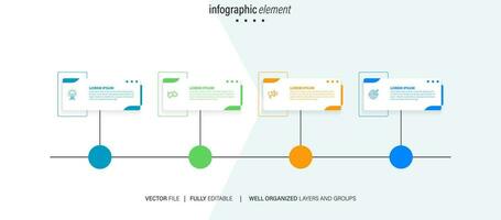 vier Schritt Pfeil Vorlage zum Präsentation. 4 Schritte Optionen, Elemente, Infografik. vektor