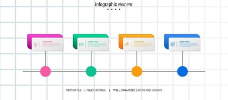 vier Schritt Pfeil Vorlage zum Präsentation. 4 Schritte Optionen, Elemente, Infografik. vektor