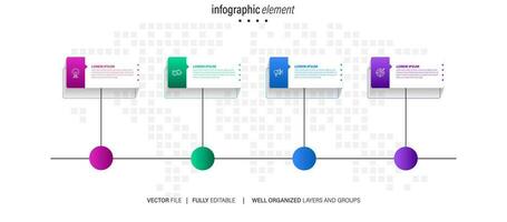 Linie Schritt Infografik. 4 Optionen Arbeitsablauf Diagramm, Nummer Infografik, Prozess Schritte Diagramm mit Linie Symbole. Information Vektor Konzept. Illustration von Schritt Information Diagramm und Infografik