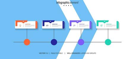 vektor infographic 3d lång cirkel märka, infographic med siffra 4 alternativ processer.