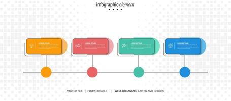 begrepp av företag modell med 4 på varandra följande steg. fyra färgrik grafisk element. tidslinje design för broschyr, presentation. infographic design layout vektor