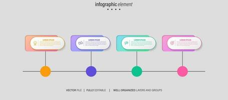 Geschäft Infografik Element Prozess Vorlage Design mit Symbole und 4 Optionen oder Schritte. Vektor Illustration.