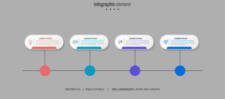 Geschäft Infografik Element Prozess Vorlage Design mit Symbole und 4 Optionen oder Schritte. Vektor Illustration.