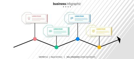 abstrakt Elemente von Graph Infografik Vorlage mit Etikett, integriert Kreise. Geschäft Konzept mit 4 Optionen. zum Inhalt, Diagramm, Flussdiagramm, Schritte, Teile, Zeitleiste Infografiken, Arbeitsablauf Layout vektor