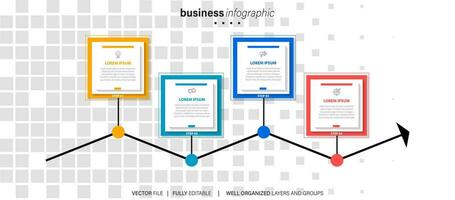 Vektor Infografik 3d lange Kreis Etikett, Infografik mit Nummer 4 Optionen Prozesse.