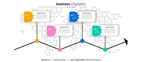 Visualisierung von Geschäftsdaten. Timeline-Infografik-Symbole für abstrakte Hintergrundvorlage Meilensteinelement modernes Diagramm Prozesstechnologie digitales Marketing-Datenpräsentationsdiagramm Vektor
