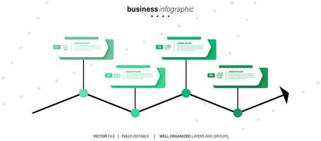 Timeline-Infografik-Design mit Kreis für Geschäftsvorlage. Vektor 4 Schritte.