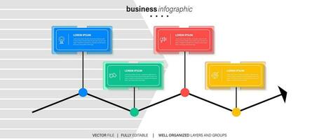 Timeline-Infografik-Design mit Kreis für Geschäftsvorlage. Vektor 4 Schritte.