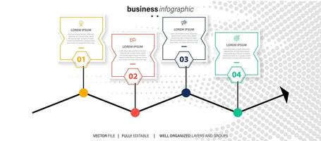 Timeline-Infografik-Design mit Kreis für Geschäftsvorlage. Vektor 4 Schritte.