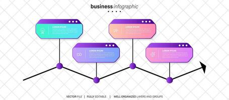 begrepp av företag modell med 4 på varandra följande steg. fyra färgrik grafisk element. tidslinje design för broschyr, presentation. infographic design layout vektor