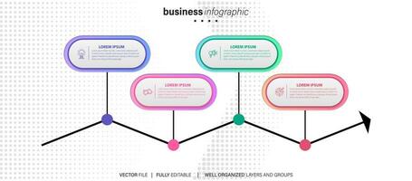 modern Infografik Vorlage mit 4 Schritte. Geschäft Kreis Vorlage mit Optionen zum Broschüre, Diagramm, Arbeitsablauf, Zeitleiste, Netz Design. Vektor eps 10