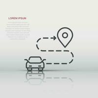 bil destination ikon i platt stil. bil navigering vektor illustration på vit isolerat bakgrund. lokalisera placera företag begrepp.