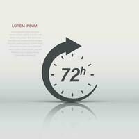 72 Stunde Uhr Symbol im eben Stil. Timer Countdown Vektor Illustration auf isoliert Hintergrund. Zeit messen Zeichen Geschäft Konzept.