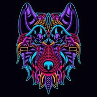 Wolf Gesicht Muster Kunstwerk Illustration vektor