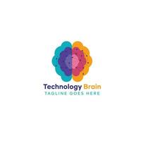 Gehirn Logo mit Technologie Design vektor