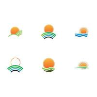 Sonnenaufgang-Logo-Vorlage. Vektor-Illustration Symbol Logo Vorlage Sonne über dem Horizont vektor