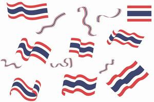 vektor uppsättning flagga och band thailand