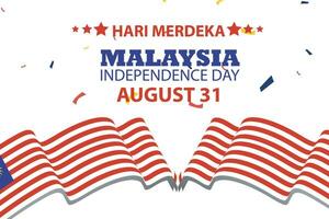 glücklich Unabhängigkeit Tag Malaysia 31 August. Banner, Sozial Medien Post, Flyer oder Gruß Karte mit das Thema von Blau rot Kampf und Flagge von Malaysia. Vektor Illustration