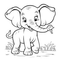 Baby Elefant spielen Färbung Seiten Zeichnung zum Kinder vektor