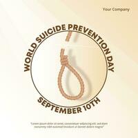 fyrkant värld självmord förebyggande dag bakgrund med en skära rep vektor