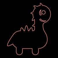 neon söt dinosaurie för bebis röd Färg vektor illustration bild platt stil