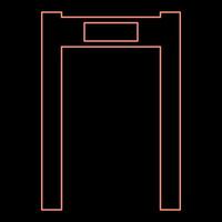 Neon- Metall Detektor Bogen Flughafen Rahmen Steuerung Konzept Scanner Sicherheit Sicherheit Technologie gewölbt rot Farbe Vektor Illustration Bild eben Stil