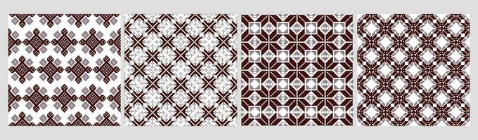 uppsättning av etnisk sömlös mönster. geometrisk abstrakt tvåfärgad mönster etnisk motiv. skriva ut, textil, bakgrund, vektor