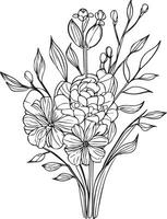 vild blommor ritningar, vild blommor uppsättning på de klotter konst, färg sida vektor skiss ritad för hand illustrationer, och skön botanisk element, delikat blommor skriva ut. konstnärlig blommor uppsättning.