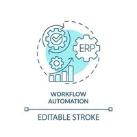 editierbar Arbeitsablauf Automatisierung Blau Symbol Konzept, isoliert Vektor, Unternehmen Ressource Planung dünn Linie Illustration. vektor