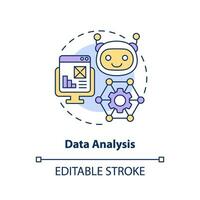 2d redigerbar data analys tunn linje ikon begrepp, isolerat vektor, Flerfärgad illustration representerar överproduktion. vektor